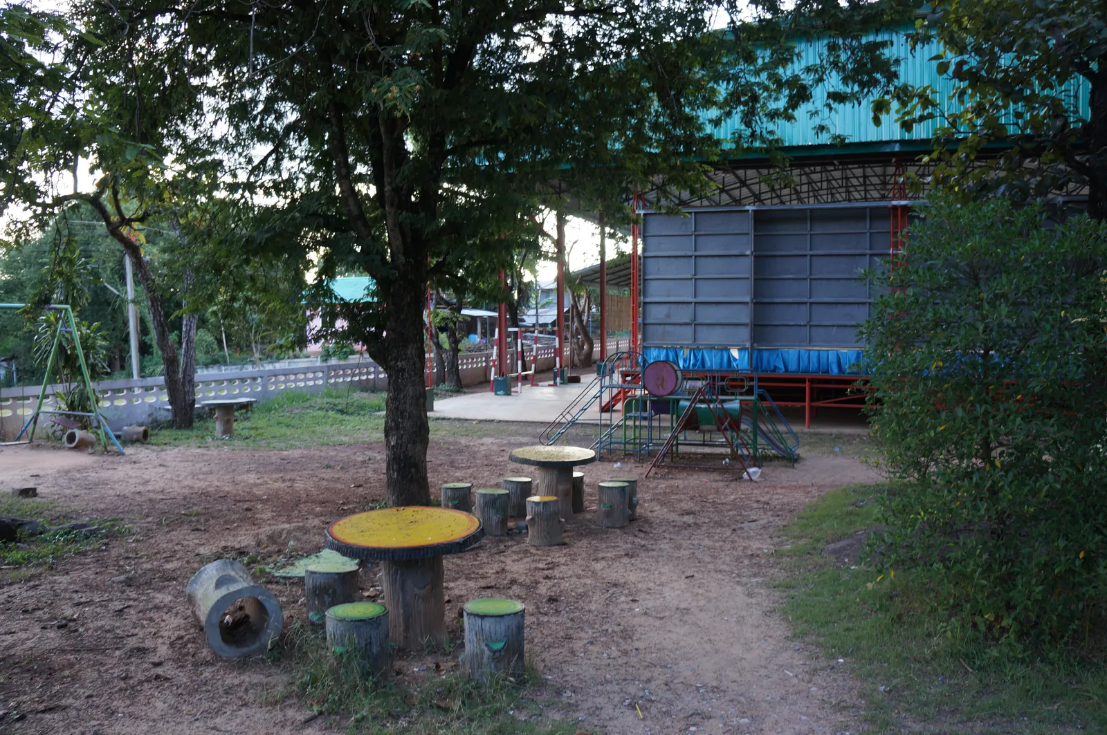 Tables under the trees