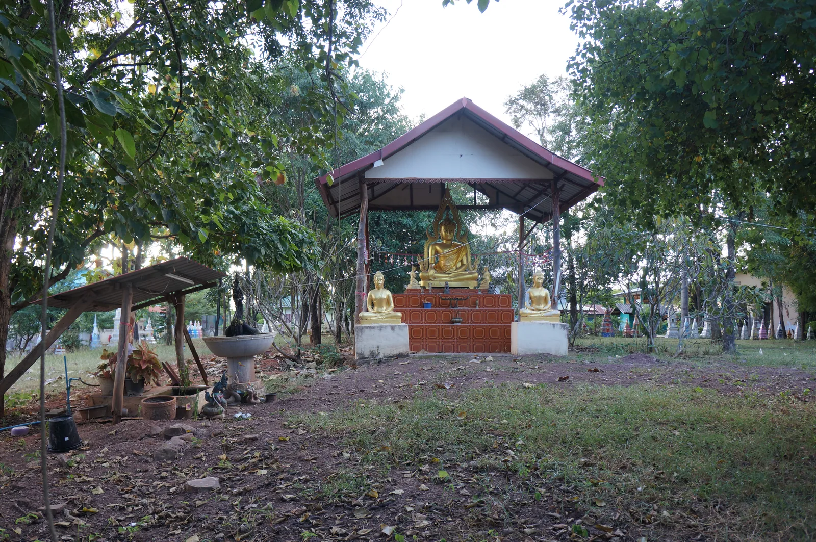 A sala with a seated Buddha